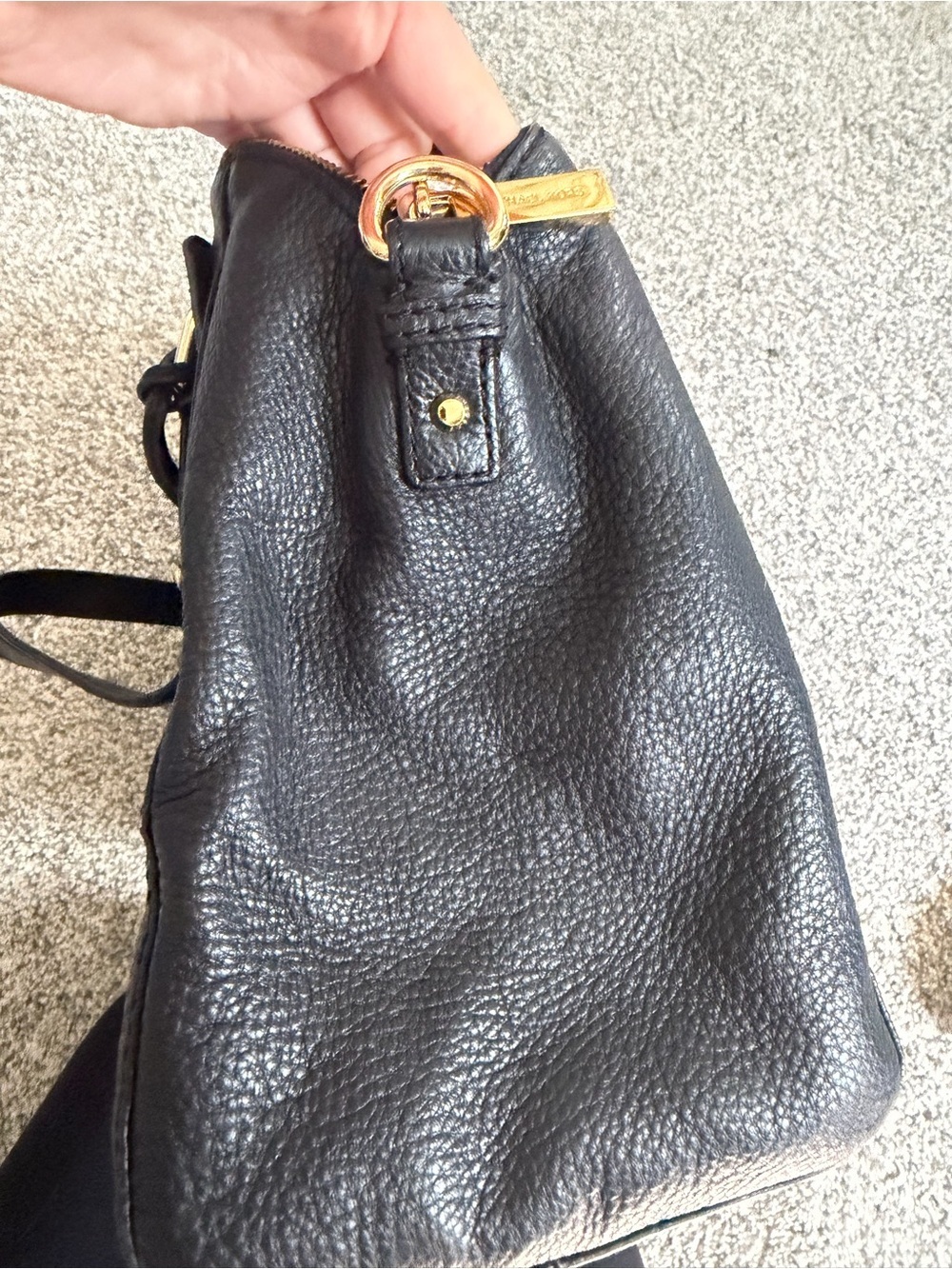 Michael Kors Black Pebbled Leather Satchel Shoulder Bag | Gold Hardware - Picture 10 of 14